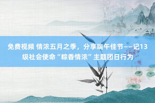 免费视频 情浓五月之季，分享端午佳节——记13级社会使命“粽香情浓”主题团日行为